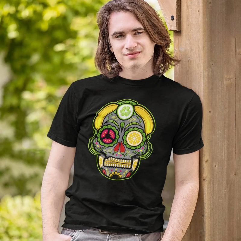 Vegan Sugar Skull Organic Cotton (Unisex) T-Shirt - Vegan As Folk