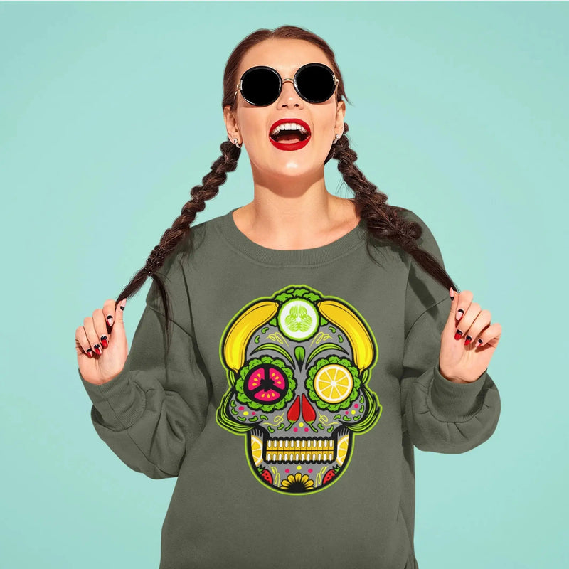 Vegan Sugar Skull (Unisex) Sweatshirt - Vegan As Folk