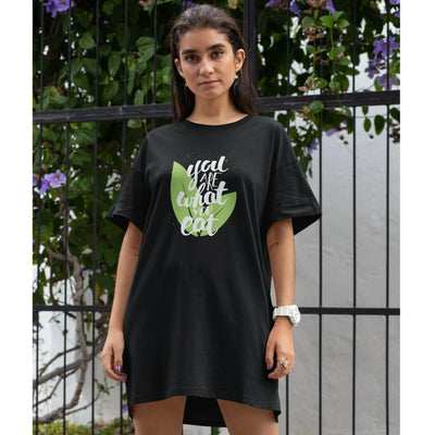You Are What You Eat Organic Cotton Vegan T-Shirt Dress - Vegan As Folk
